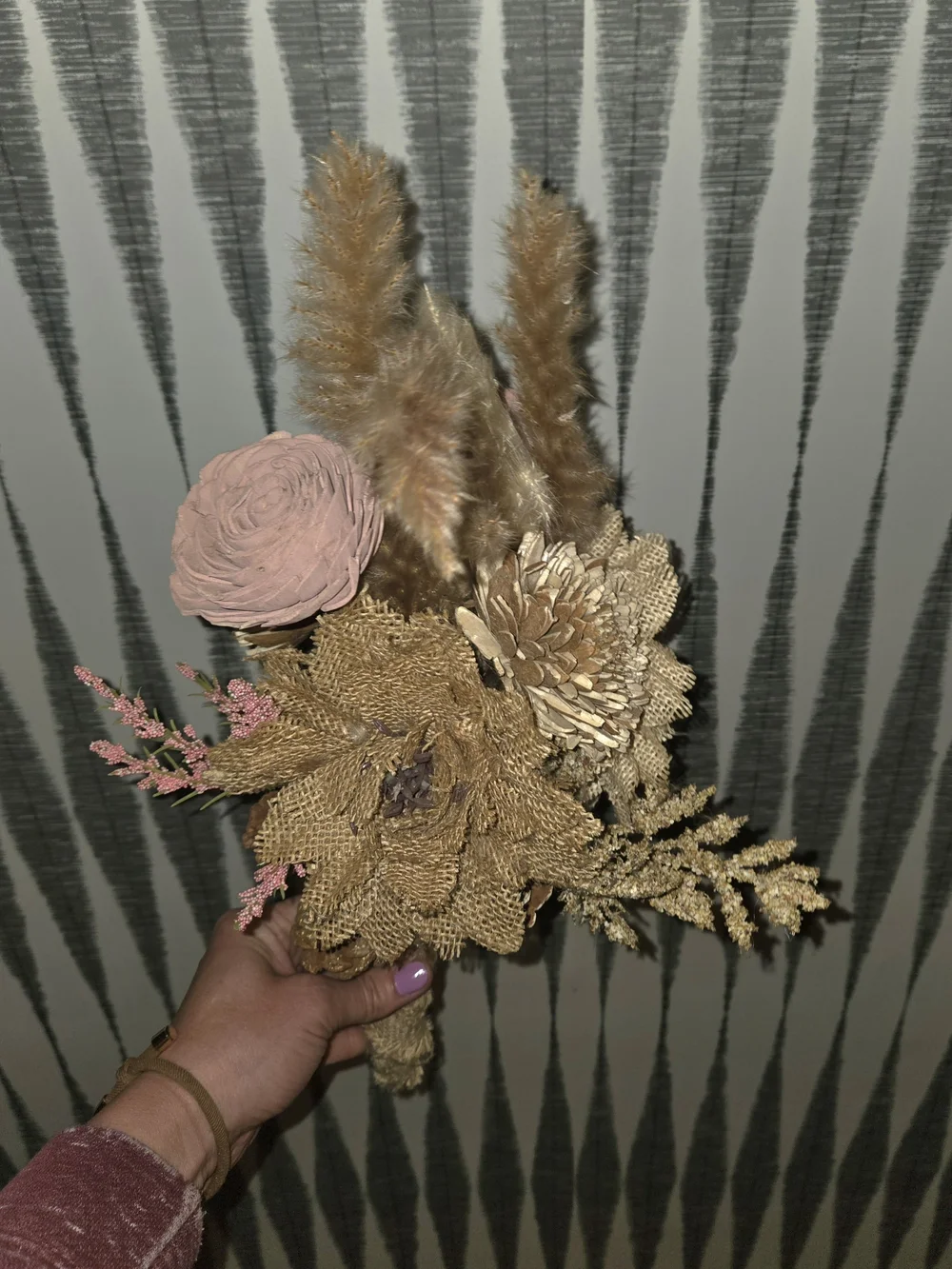 Boho Dried Floral Bouquet | Rustic Burlap & Pampas | Rustic Decor